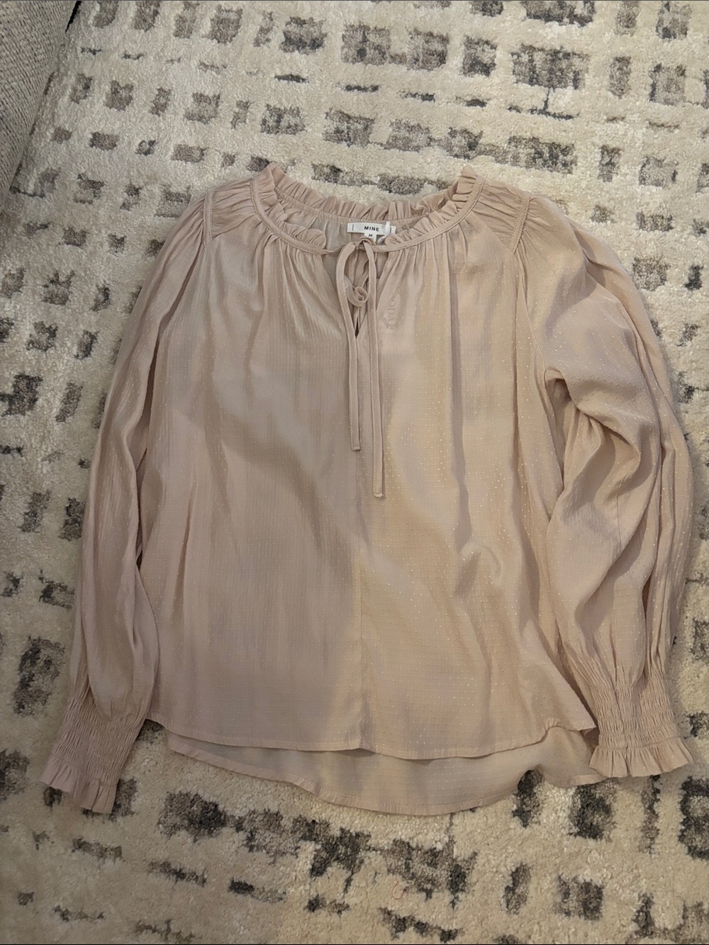 a new day Blush Tie-Neck Peasant Blouse
